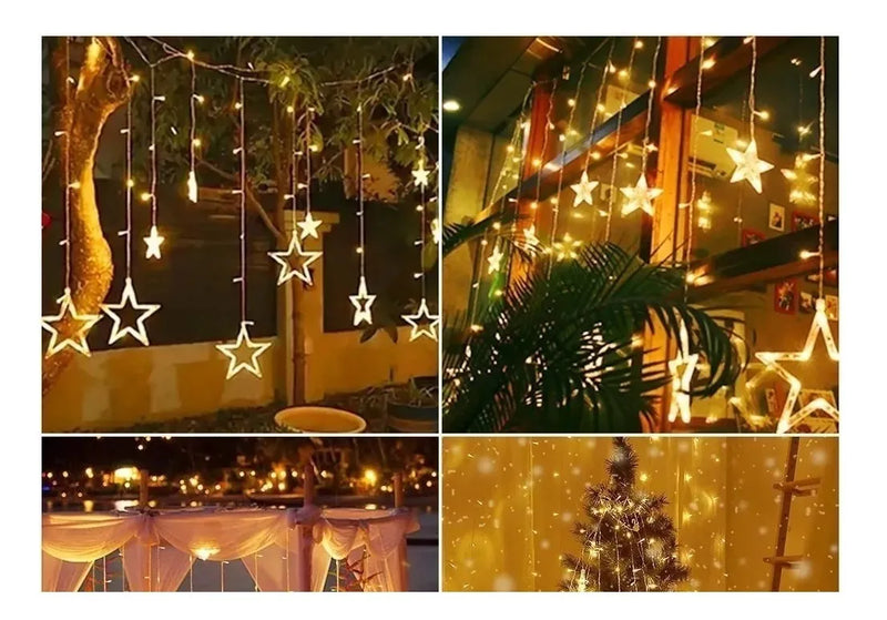 Instalación Punta De Estrellas Cortina Luces Led Navideña 6m