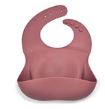 Kit Alimentación Bebe Niño Vajilla En Silicona Plato Babero Color Rosa Liso