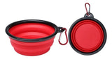 Plato De Goma Plegable Portátil De Mascotas Perro Y Gato Color Rojo
