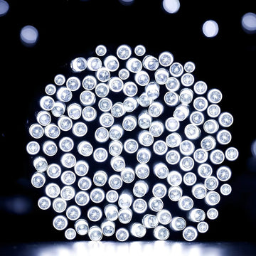 Serie Navideña Solar Exterior Luces 300 Leds 32m Blanco