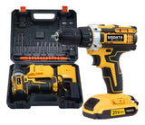 Taladro SISDATA Inalámbrico Percutor Potencia Real 650w 2 Bat Color Amarillo Frecuencia 50Hz /60Hz