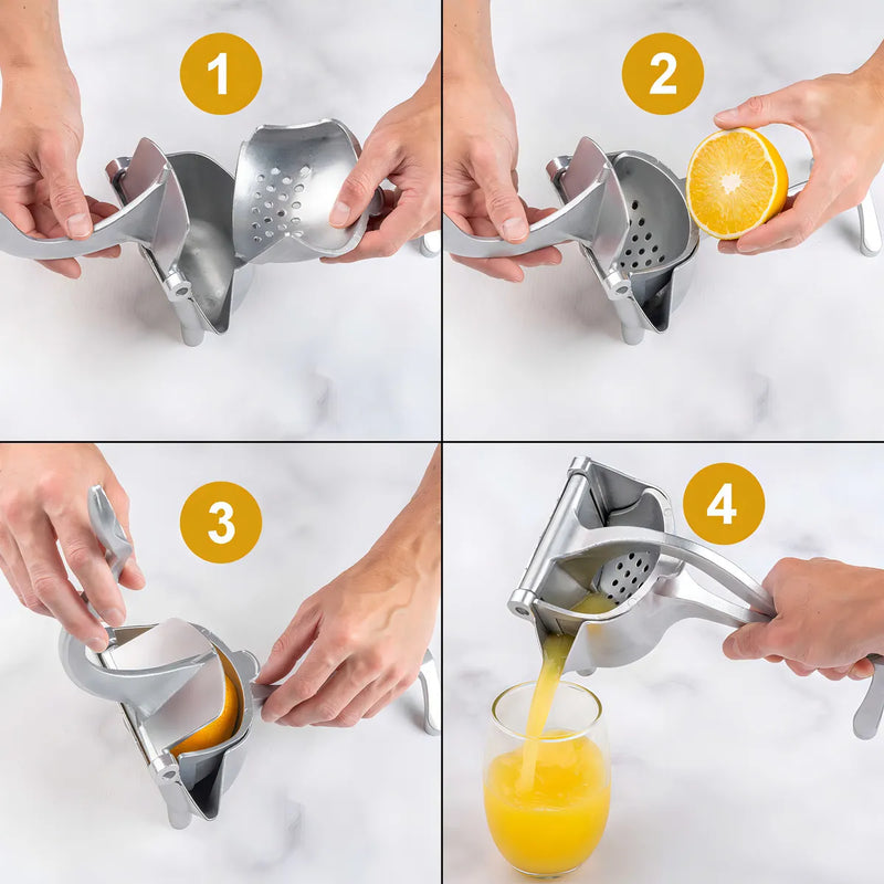 Pack de 2 Exprimidores Manuales de Frutas en Aluminio Ideal para Limones y Naranjas Duradero y Fácil de Usar Chef Master