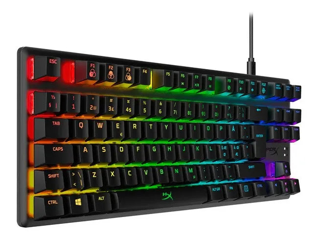 Teclado HyperX Alloy QWERTY Red- Linear inglés US color negro con luz RGB