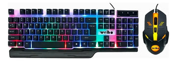 Kit de teclado y mouse gamer Weibo WB-550 Español España de color negro