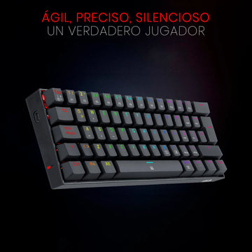 Teclado Dragonborn K630 Qwerty Red Negro Con Luz Rgb Españo Idioma Español Latinoamérica Color Del Teclado Negro