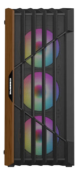Caja Gabinete Gamer Iceberg Wood Core Argb 6 Ventiladores Negro