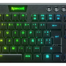 Teclado Redragon Horus QWERTY Redragon Low profile Linear Red español latinoamérica color negro con luz RGB