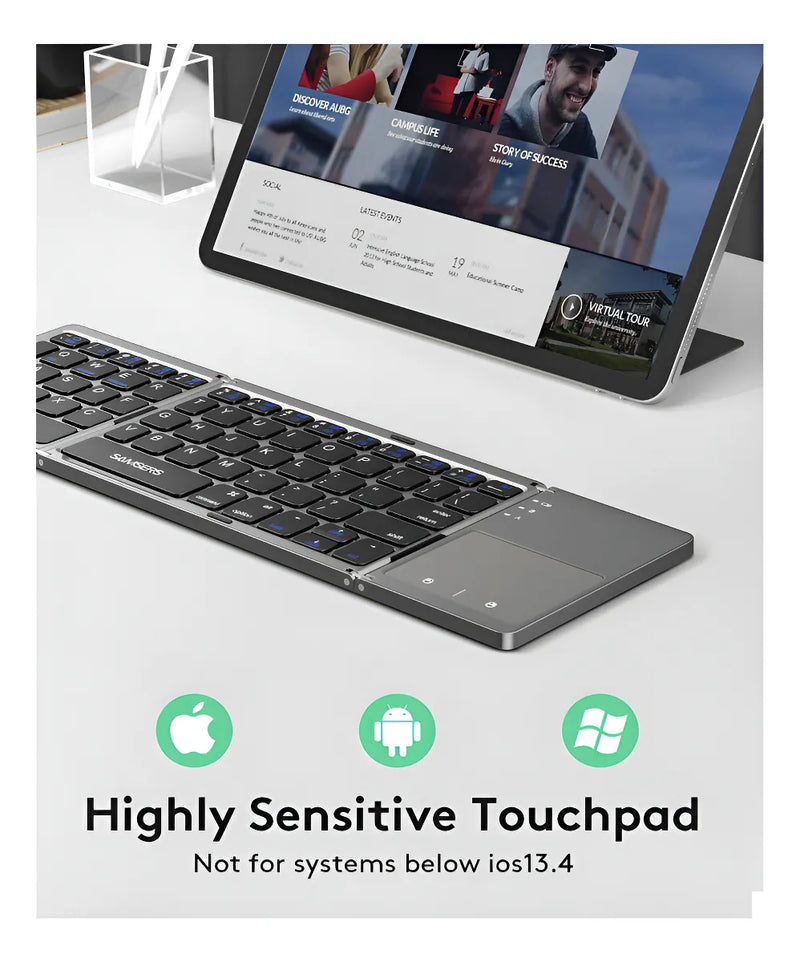 Mini teclado Bluetooth plegable ultrafino con panel táctil Genérica B033 Gris oscuro