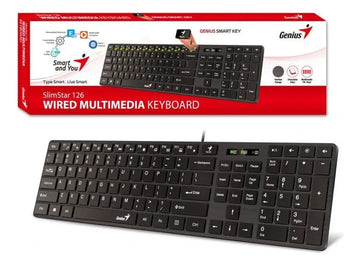 Teclado Genius SlimStar QWERTY Membrana español color negro con luz no