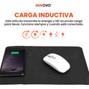 Mouse Pad Con Cargador Inalambrico Inductiva Para Celular Elegante Cuero Color Negro