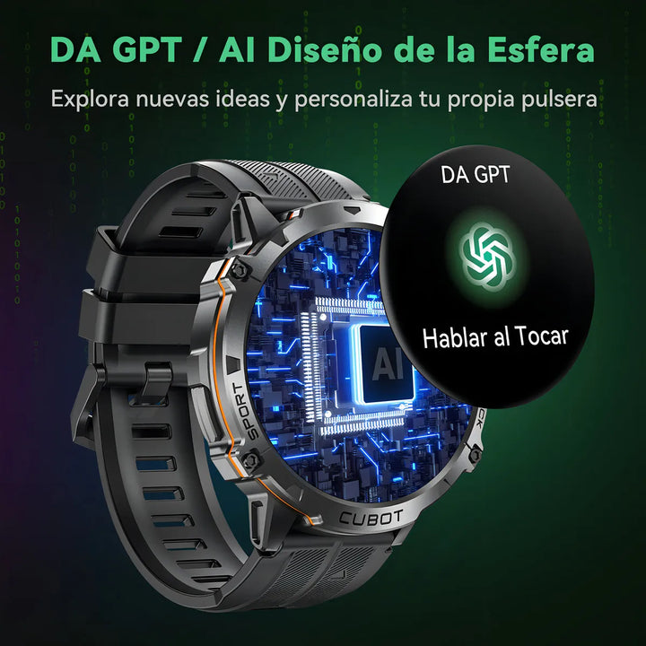 Cubot Smartwatch Reloj Inteligente X3 Bluetooth Llamada 1.73 Impermeable Negro