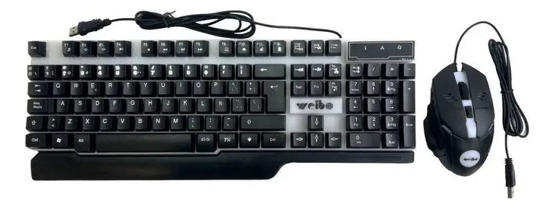 Kit de teclado y mouse gamer Weibo WB-550 Español España de color negro