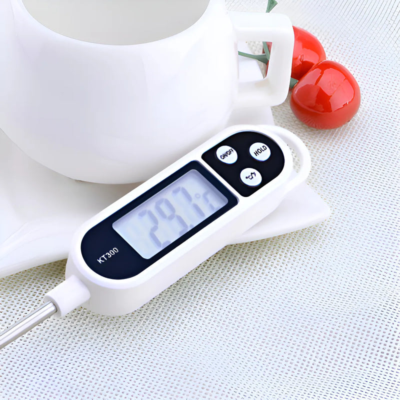 Termómetro culinario digital blanco para vino y comida