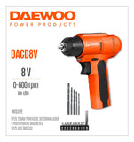 Taladro Atornillador Inalámbrico 8v Daewoo Dacd8v 10mm Naranja 50 Hz/60 Hz