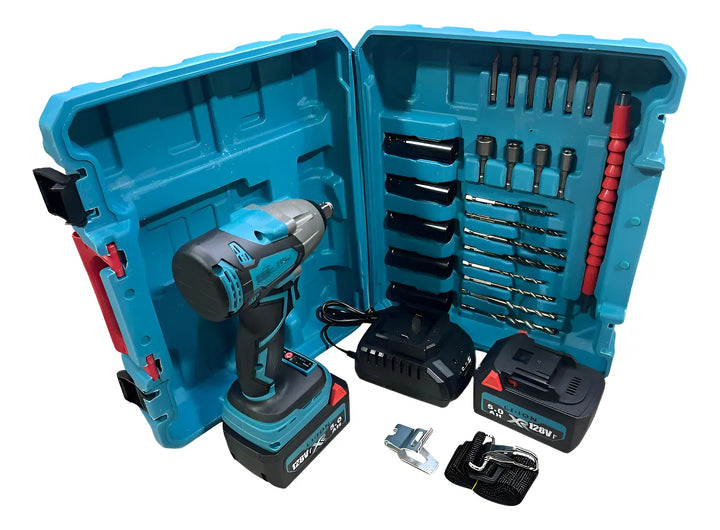 Pistola Llave Impacto De Media Inalambrica Reversible 128v - Azul Acero