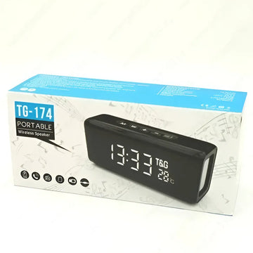 Parlante Radio Fm Reloj Bluetooth Tg-174 Color Negro 110v