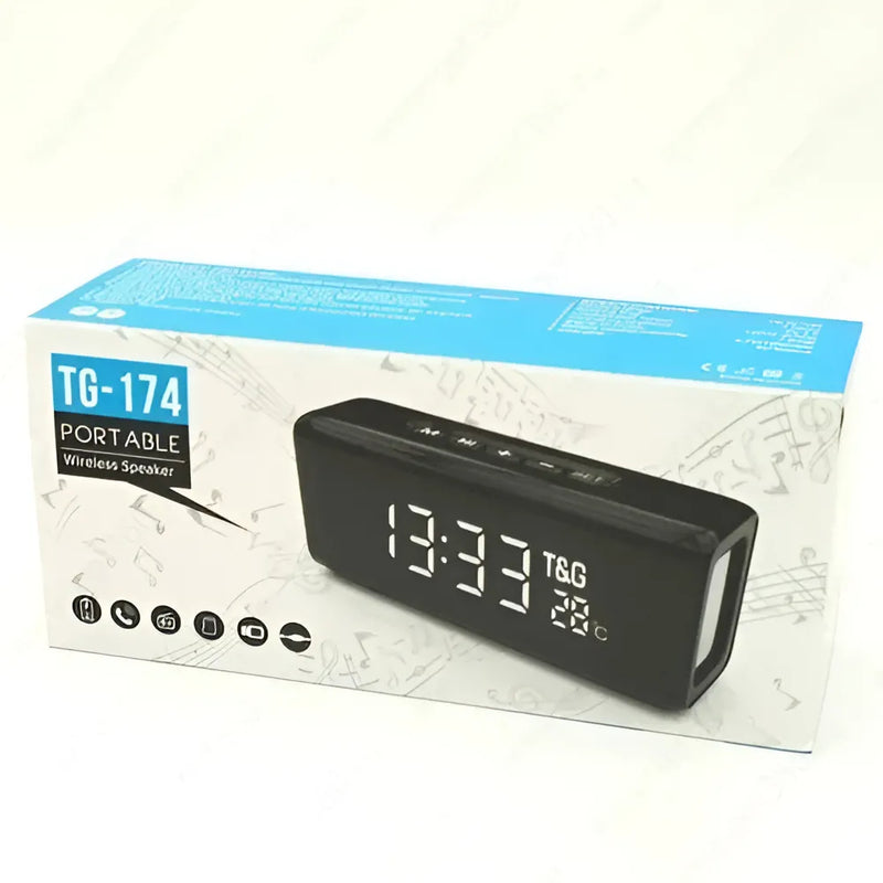Parlante Radio Fm Reloj Bluetooth Tg-174 Color Negro 110v