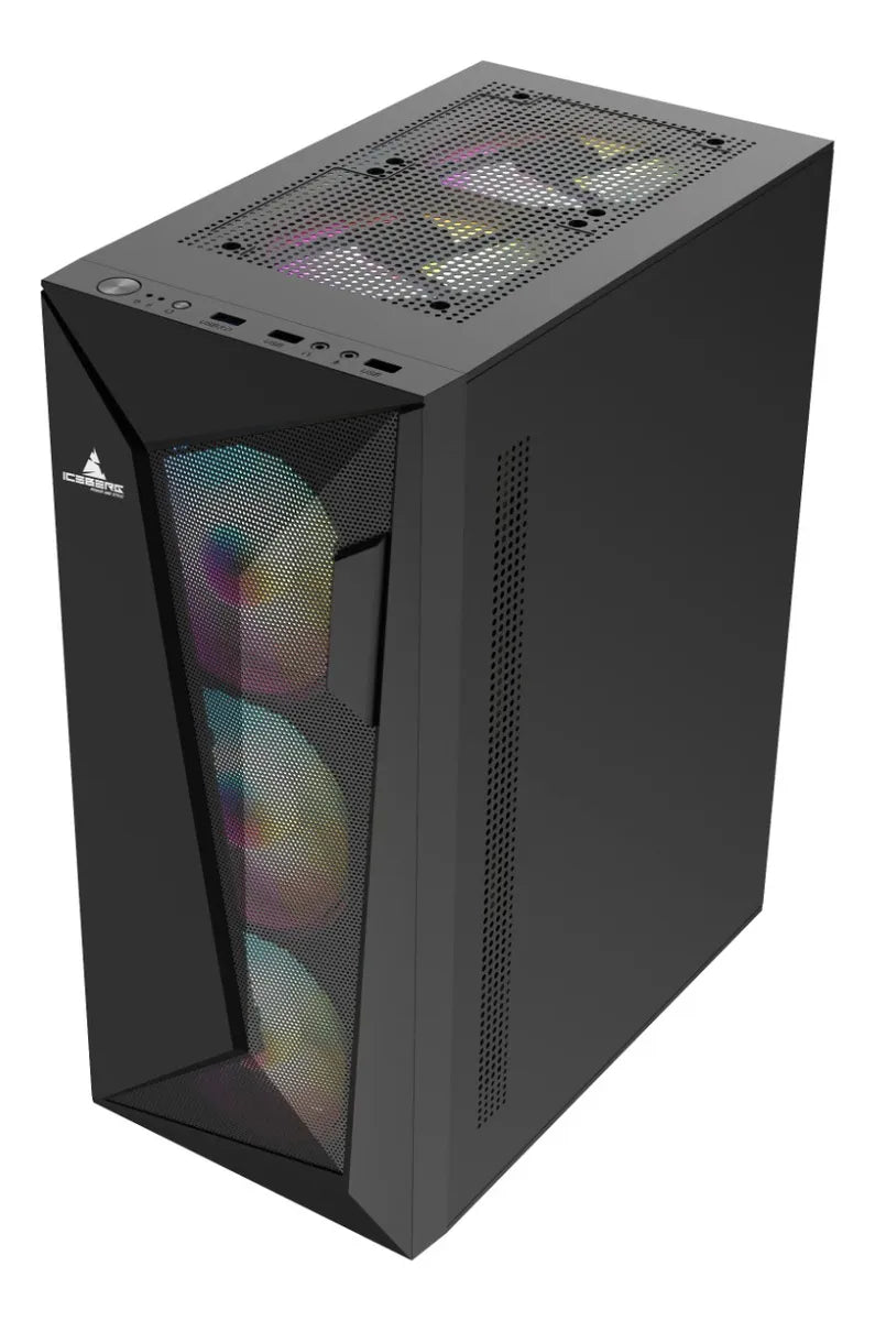 Gabinete Gamer Iceberg Flow D Negro Argb 4 Ventiladores Caja