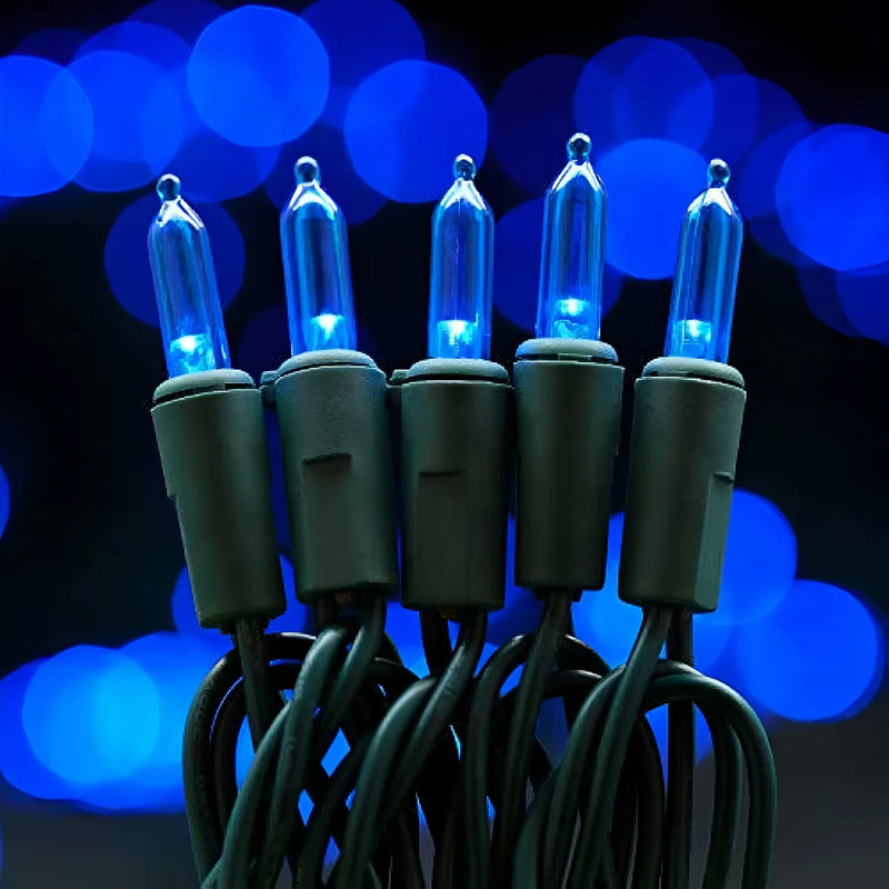 Luces Navideñas Led Azules Con Cable Verde, 66 Pies, 200 Un