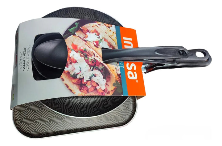 Set Plancha Para Asar Imusa Talent + Sarten + Utensilios Gris