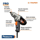 Llave De Impacto 1/2 Pulgada Pistola 900w Truper IMP-1/2N
