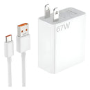 Cargador Celular Tipo C 67w Cable Carga Rápida Usb Teléfono Blanco