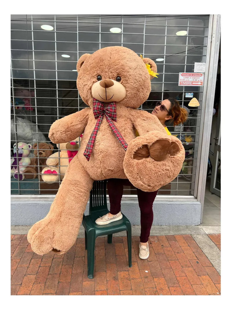 Oso Peluche Gigante 2 Metros Marrón Claro +moño +3 Globos Marrón