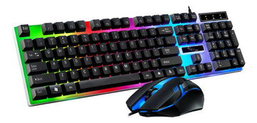 Set Teclado Y Mouse Gamer Rgb Multicolor Color Del Teclado Negro Rgb