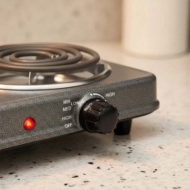 Fogon Estufa Electrica Portatil Gris Negro Cafe 2 Puestos Quemadores Potencia 2000w Cocina Compacta Resistente Hogar Oficina Viajes Camping Practica Rapida Segura Limpieza Sencilla