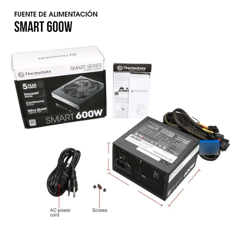 Fuente De Alimentación 600w 80 Plus Real Thermaltake 600 W Negro
