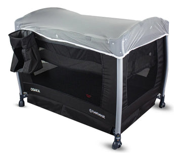 Cuna Corral Bebe + Mosquitero Mecedora y Organizado Negro Bebesit Premium
