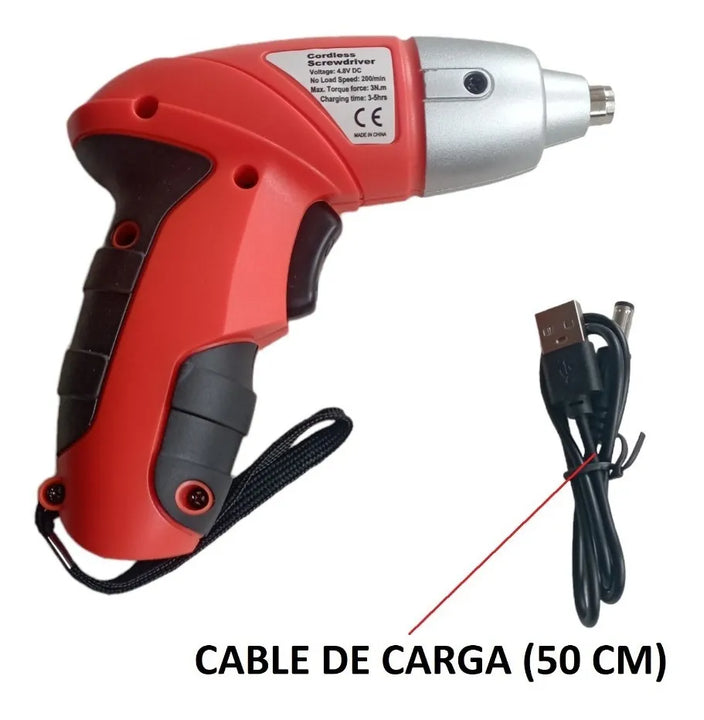 Destornillador Eléctrico Inalámbrico Cordless Screwdriver Naranja