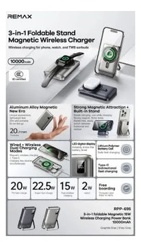 Remax Power Bank Wireless Rpp-695 3 In 1 10.000 Mah