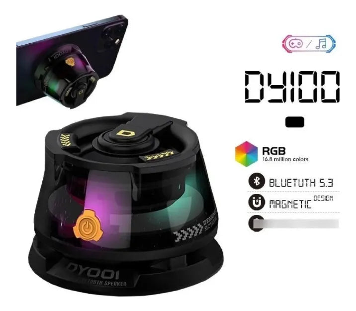 Mini Parlante Altavoz Soporte Magnético Portátil Bluetooth Negro