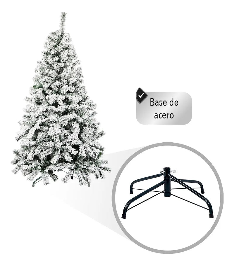 Árbol De Navidad Artificial Nevado Calidad Premium 1.90 M Blanco