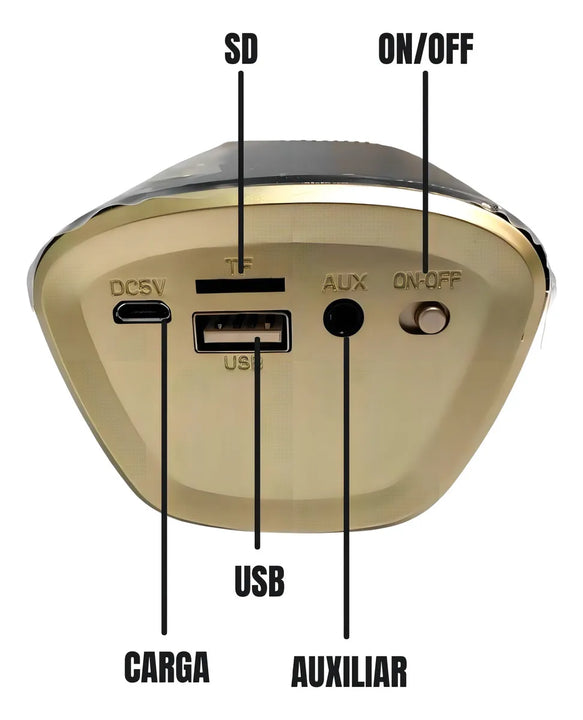 Parlante Speaker B28S portátil con bluetooth dorado