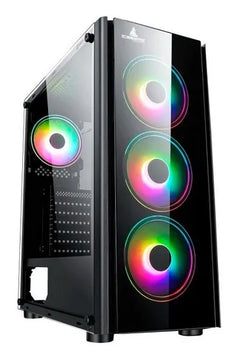 Caja Chasis Atx Gamer Iceberg Crystal G9 V3 4 Fan Argb 12cm Negro