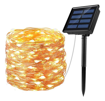 Luces Led Solar De 8 Modos, 22m Con 200leds, Arbol De Navidad, Tiras Led Con Luz, Ip65 Impermeable Guirnalda Luces Solares Para Jardin Exterior/interior, Arbol De Navidad, Ventana Valla Bodas Blanco
