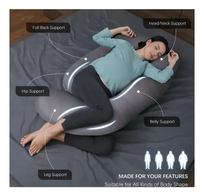 Almohada Para Embarazo En Forma De S Gris