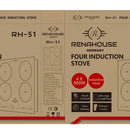 Estufa Inducción Empotrable Renahouse 3600w + Ollas Color Negro