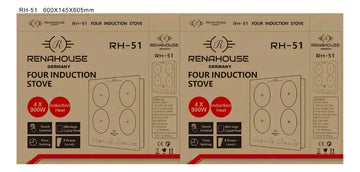 Estufa Inducción Empotrable Renahouse 3600w + Ollas Color Negro