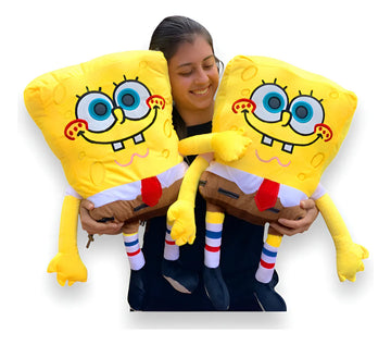 Peluche Bob Esponja Grande 70cm Moño De Regalo Y Globos Amarillo