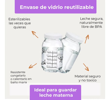 6 Frascos Envase Vidrio Almacenar Leche Materna 8 Oz