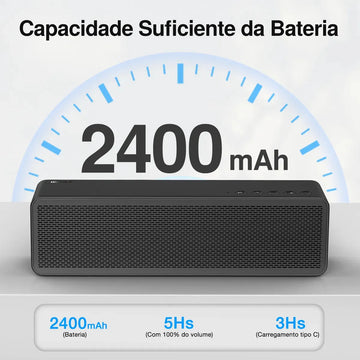 Bocina Bluetooth 1hora 20w Potente Con Bajos Profundos Negro