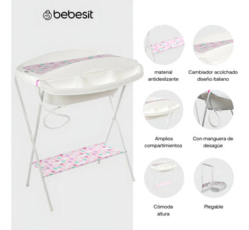 Bañera Tina Bebe con Cambiador Bebesit Gaviota niñas