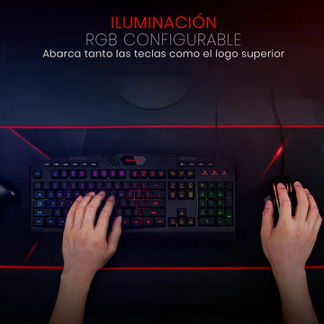 Teclado gamer Redragon Harpe Pro K503A RGB QWERTY español color negro con luz RGB
