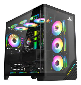 Gabinete Gamer Iceberg Crystal Wave L 7 Ventiladores Argb Negro