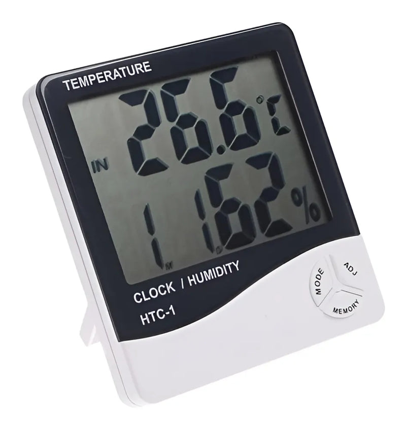 Higrometro Digital Termometro Medidor Humedad Reloj Alarma