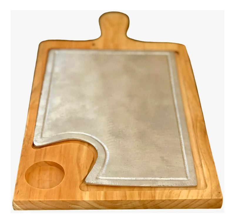 Tabla Para Churrasco Y Carnes Elaboradas En Madera Aluminio Lisa Amarillo