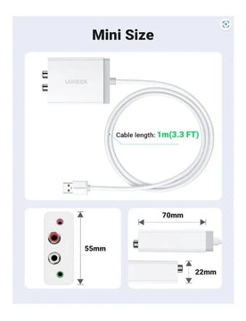 Adaptador De Audio De Tarjeta De Sonido, Ugreen